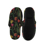 Embroidery Tulip Pattern Print Slippers