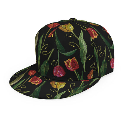 Embroidery Tulip Pattern Print Snapback Cap