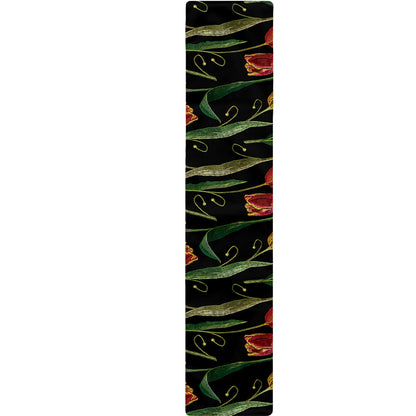 Embroidery Tulip Pattern Print Table Runner