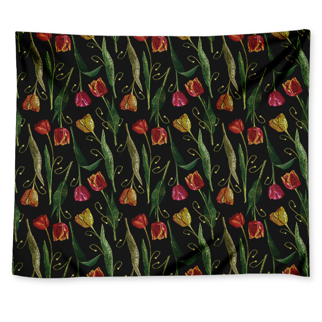 Embroidery Tulip Pattern Print Tapestry
