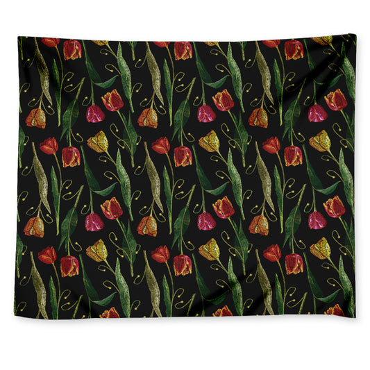 Embroidery Tulip Pattern Print Tapestry