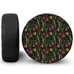 Embroidery Tulip Pattern Print Tire Cover
