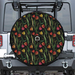 Embroidery Tulip Pattern Print Tire Cover With Camera Hole