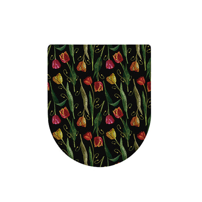 Embroidery Tulip Pattern Print Toilet Lid Cover