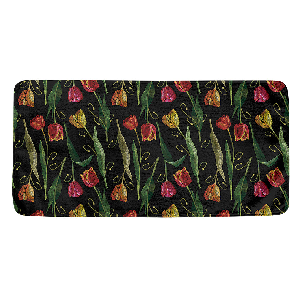 Embroidery Tulip Pattern Print Towel