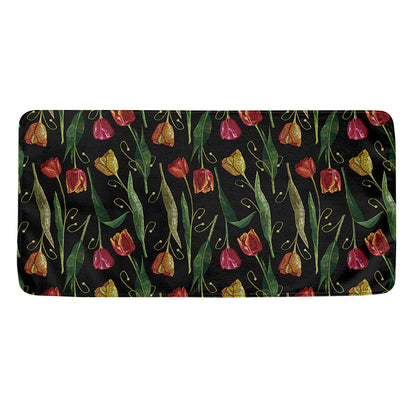Embroidery Tulip Pattern Print Towel