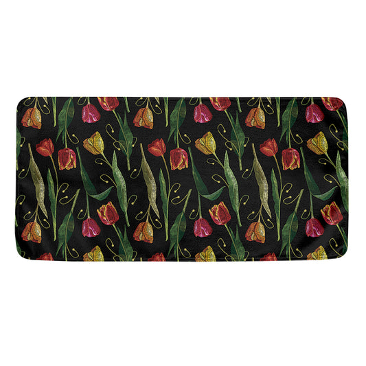 Embroidery Tulip Pattern Print Towel
