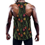 Embroidery Tulip Pattern Print Training Tank Top