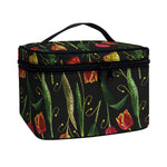 Embroidery Tulip Pattern Print Travel Makeup Bag