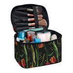 Embroidery Tulip Pattern Print Travel Makeup Bag