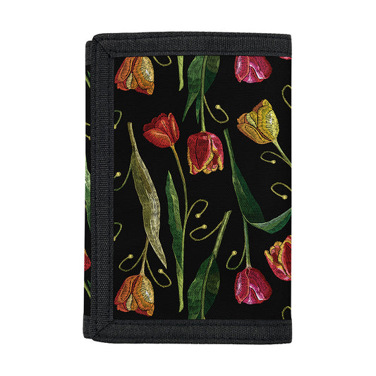 Embroidery Tulip Pattern Print Trifold Wallet
