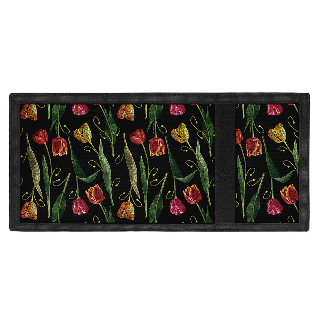 Embroidery Tulip Pattern Print Trifold Wallet