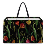 Embroidery Tulip Pattern Print Utility Tote Bag