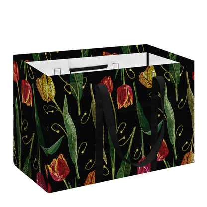 Embroidery Tulip Pattern Print Utility Tote Bag