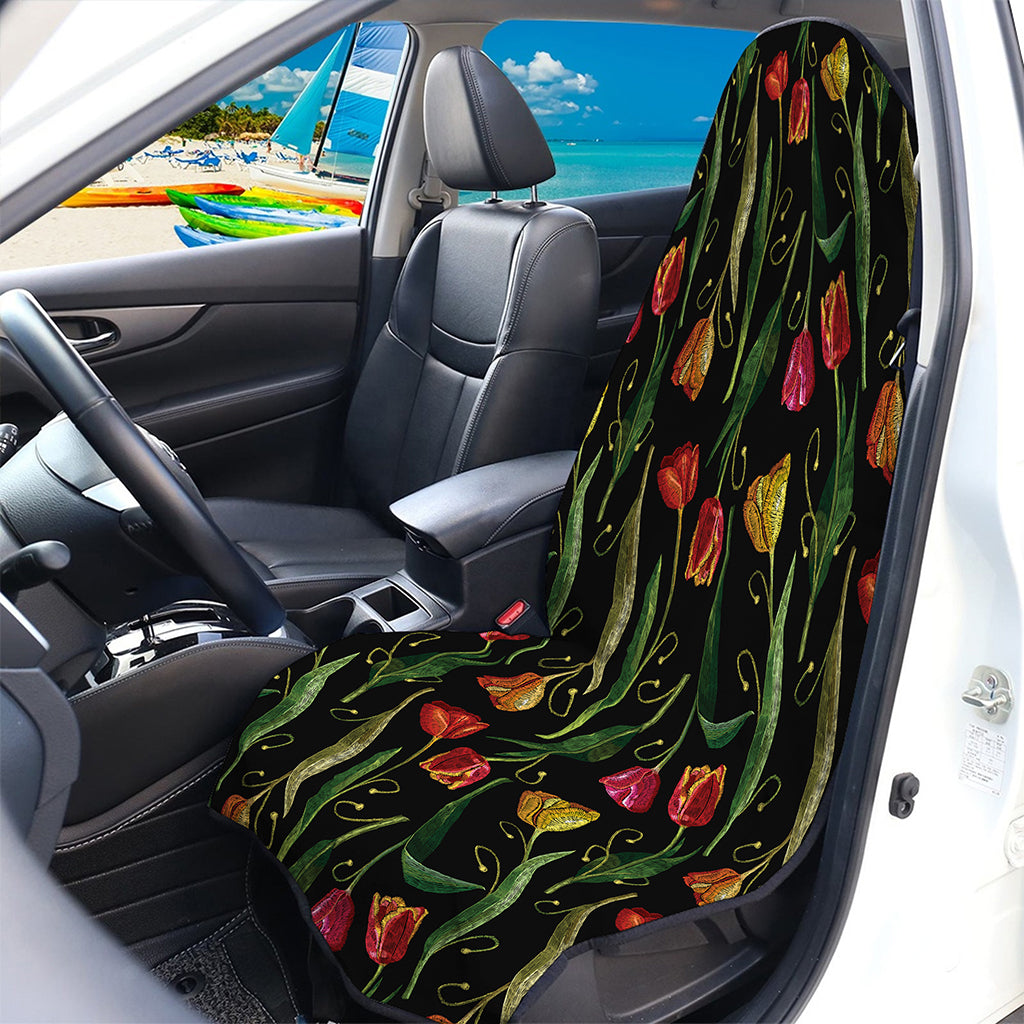 Embroidery Tulip Pattern Print Waterproof Car Seat Cover