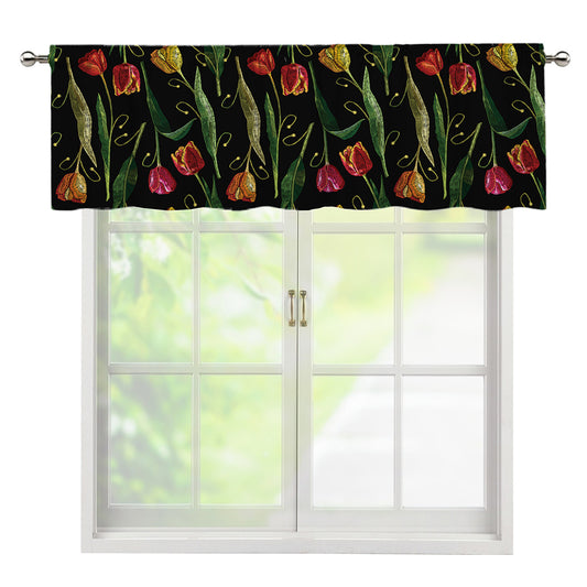 Embroidery Tulip Pattern Print Window Valance