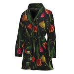 Embroidery Tulip Pattern Print Women's Bathrobe