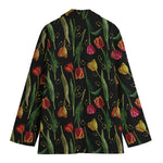 Embroidery Tulip Pattern Print Women's Blazer