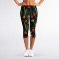 Embroidery Tulip Pattern Print Women's Capri Leggings