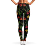 Embroidery Tulip Pattern Print Women's Leggings