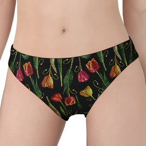 Embroidery Tulip Pattern Print Women's Panties