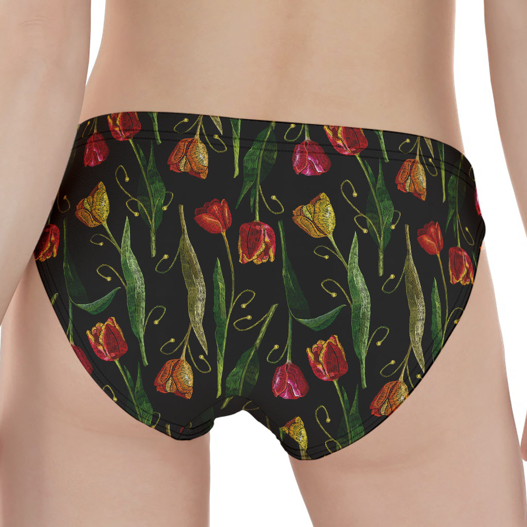 Embroidery Tulip Pattern Print Women's Panties