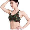 Embroidery Tulip Pattern Print Women's Sports Bra