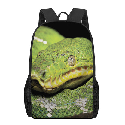Emerald Tree Boa Snake Print 17 Inch Backpack