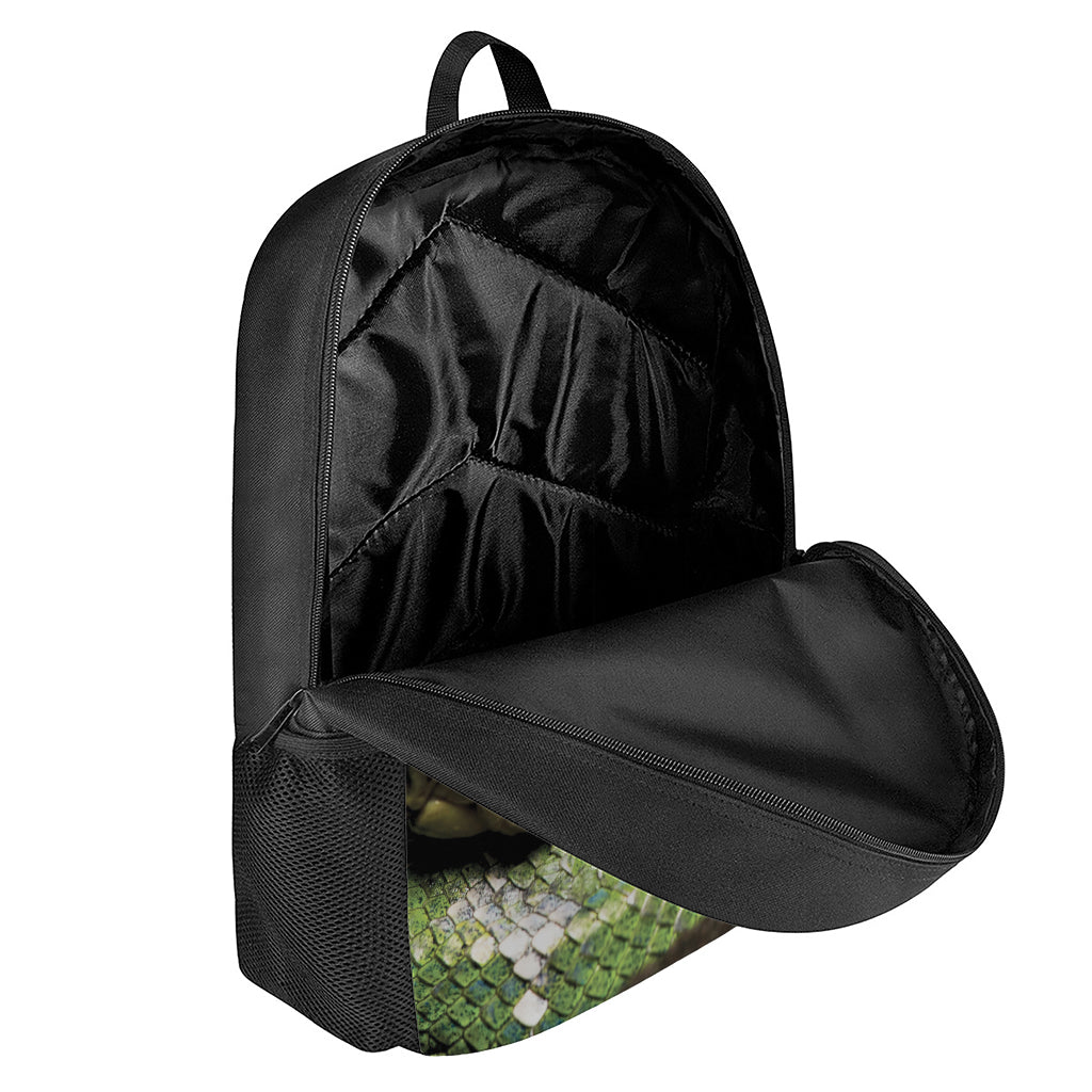 Emerald Tree Boa Snake Print 17 Inch Backpack