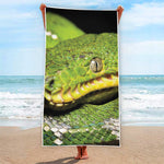 Emerald Tree Boa Snake Print Beach Towel