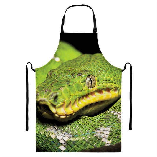 Emerald Tree Boa Snake Print Bib Apron With Pocket