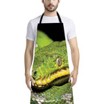 Emerald Tree Boa Snake Print Bib Apron With Pocket