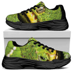 Emerald Tree Boa Snake Print Black Chunky Shoes