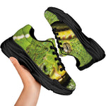 Emerald Tree Boa Snake Print Black Chunky Shoes