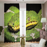 Emerald Tree Boa Snake Print Blackout Pencil Pleat Curtains