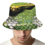 Emerald Tree Boa Snake Print Bucket Hat