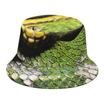 Emerald Tree Boa Snake Print Bucket Hat
