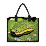 Emerald Tree Boa Snake Print Canvas Tote Bag