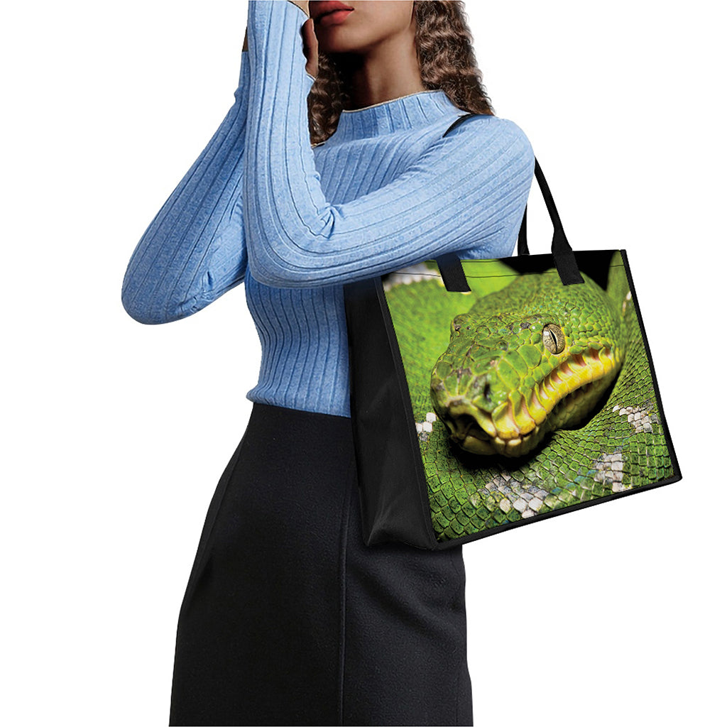 Emerald Tree Boa Snake Print Canvas Tote Bag