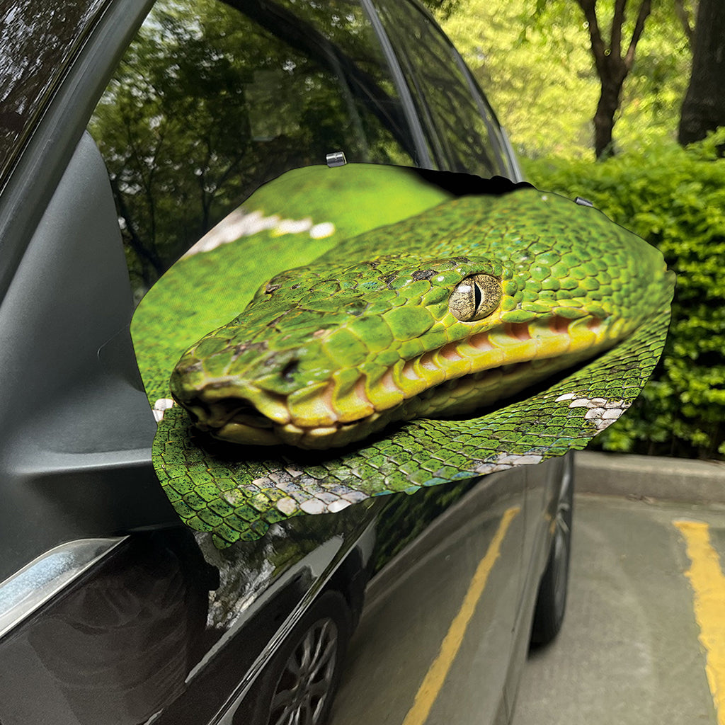 Emerald Tree Boa Snake Print Car Side Mirror Covers