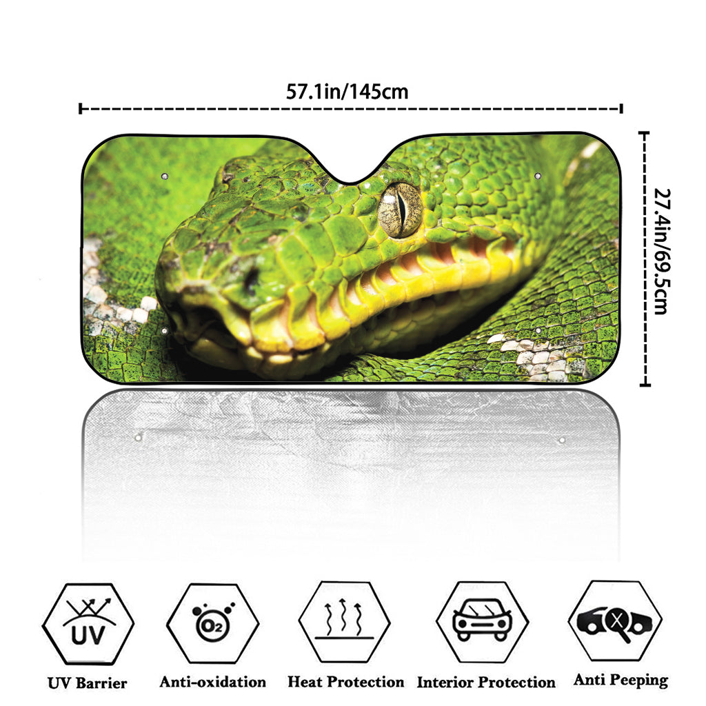 Emerald Tree Boa Snake Print Car Windshield Sun Shade