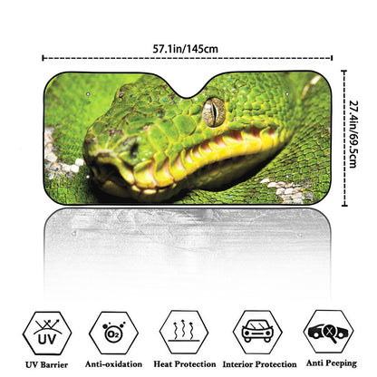 Emerald Tree Boa Snake Print Car Windshield Sun Shade