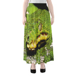 Emerald Tree Boa Snake Print Chiffon Maxi Skirt
