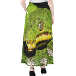 Emerald Tree Boa Snake Print Chiffon Maxi Skirt