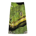 Emerald Tree Boa Snake Print Cotton Front Slit Maxi Skirt