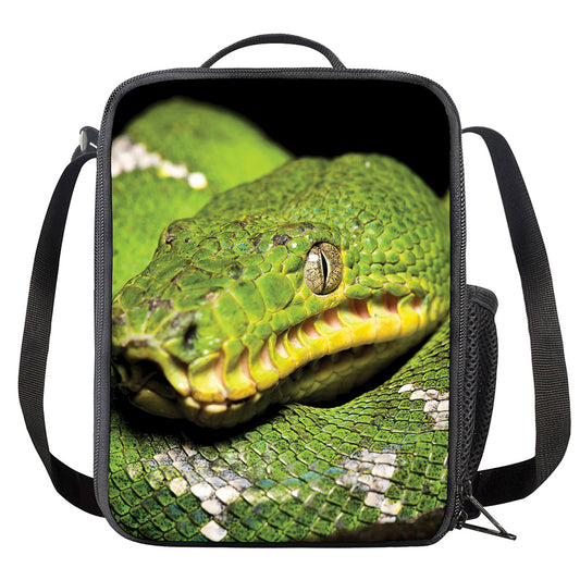 Emerald Tree Boa Snake Print Crossbody Lunch Bag