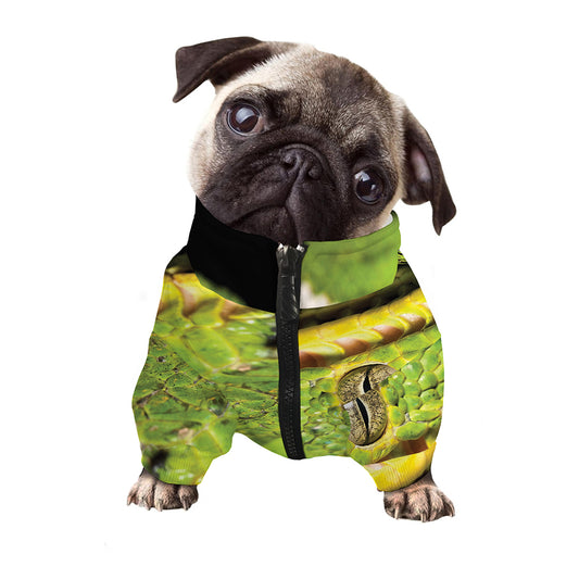 Emerald Tree Boa Snake Print Dog Zip Up Jacket