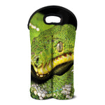 Emerald Tree Boa Snake Print Double Neoprene Wine Tote