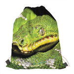 Emerald Tree Boa Snake Print Drawstring Bag