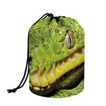 Emerald Tree Boa Snake Print Drawstring Makeup Bag
